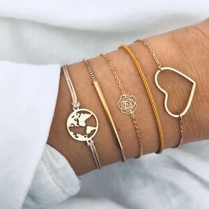 *AMIEE* 5-Pc Gold x Yellow Fashion Bracelet Set